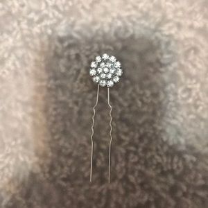 Vintage Button Crystal and Silver Hair Pin